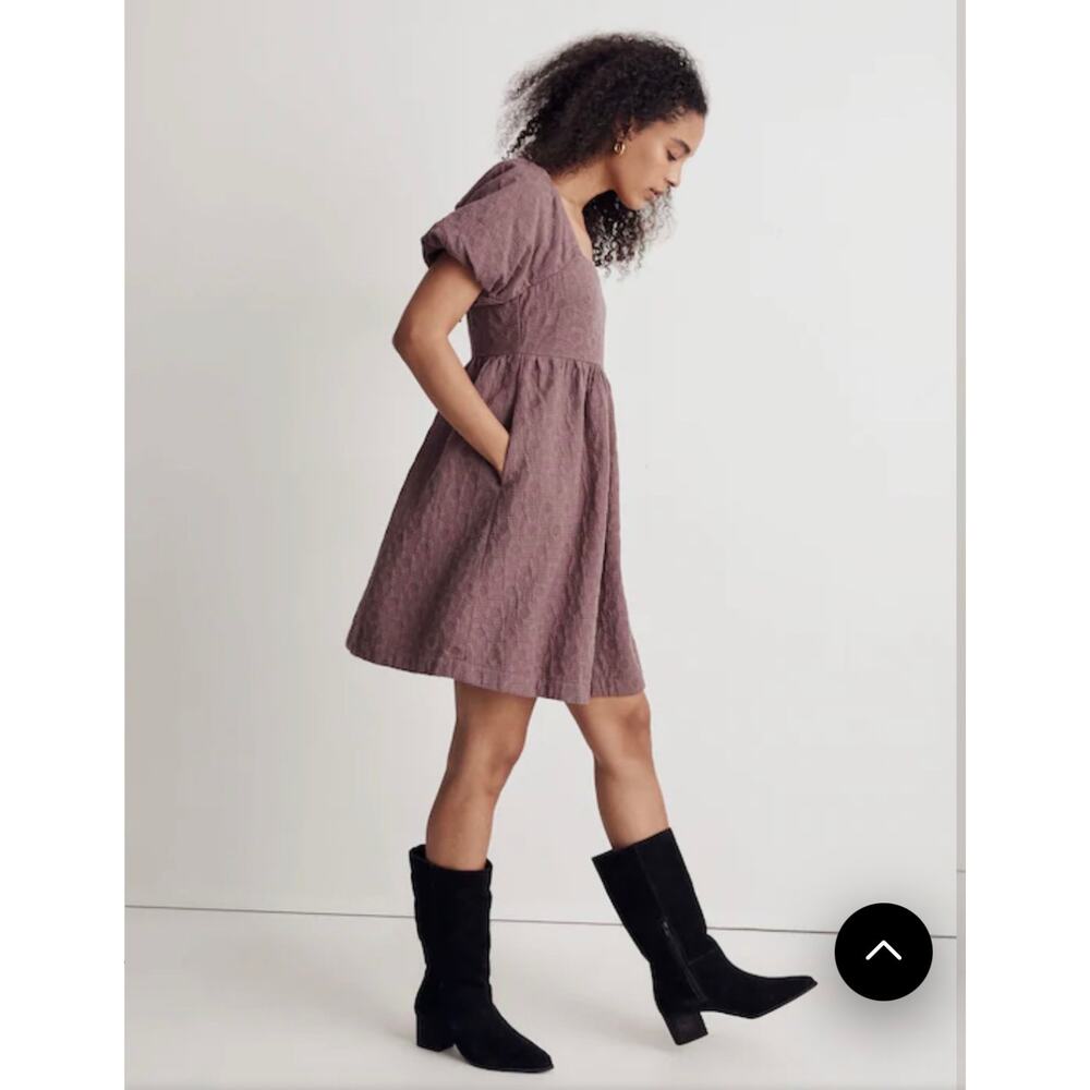 Madewell Floral Quilted Puff-Sleeve Mini Dress Small